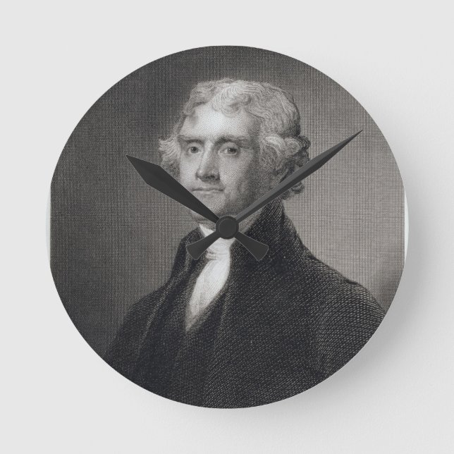 Relógio Redondo Retrato de Thomas Jefferson, gravado por Henry Br (Frente)