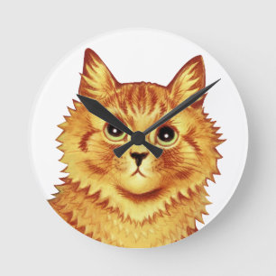 Relógio Redondo Retrato de um gato laranja por Louis Wain