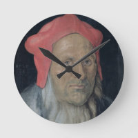 Retrato de um homem barbudo em um chapéu vermelho,