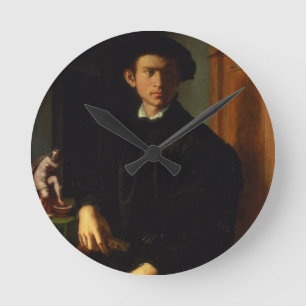 Relógio Redondo Retrato de um homem novo, c.1532-40 (óleo no