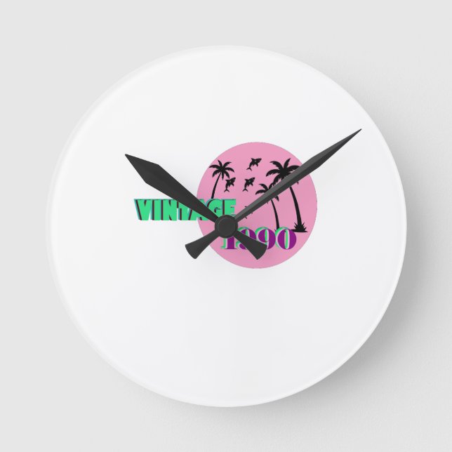 Relógio Redondo Retro 1990 Birthday Gift (Frente)