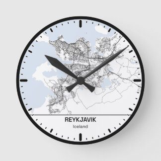 Relógio Redondo Reykjavik Clock City Line Art