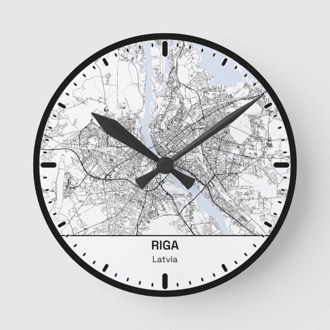 Relógio Redondo Riga Clock City Line Art (Frente)