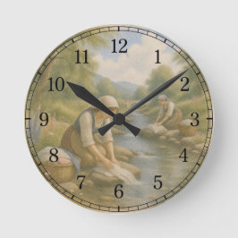 Relógio Redondo Riverside Washing Wall Clock — Cultural Landscape