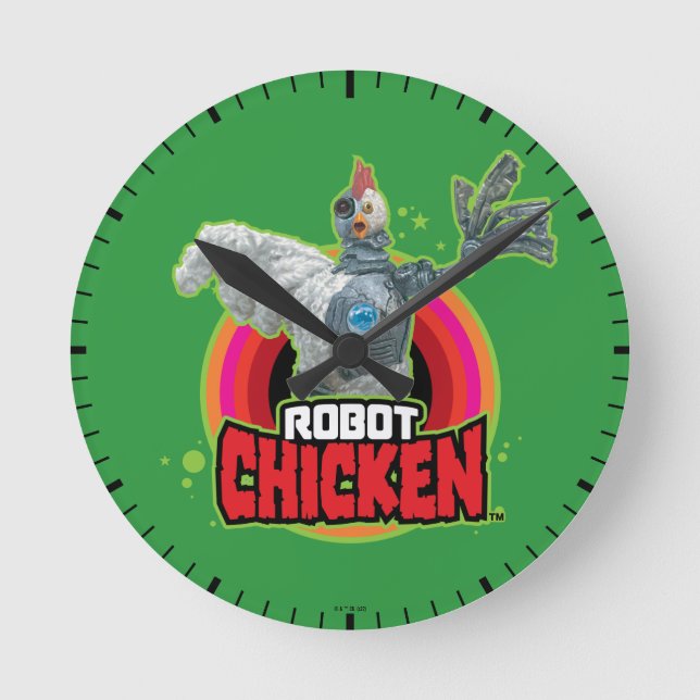 Relógio Redondo Robot Chicken Character Logo (Frente)