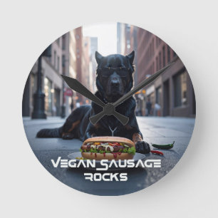 RELÓGIO REDONDO ROCHAS DE LINGUIÇA VEGANA - DIVERTIDO