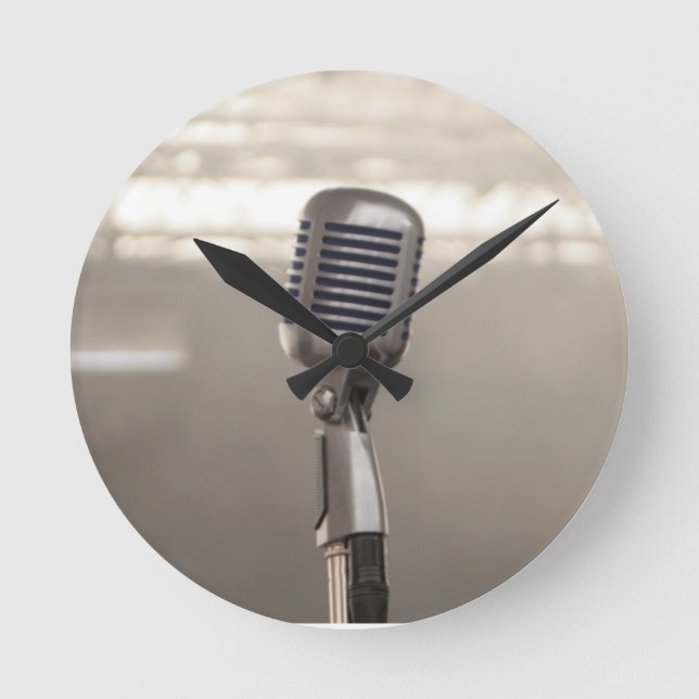 Relógio Redondo Rock And Roll Microphone (Frente)