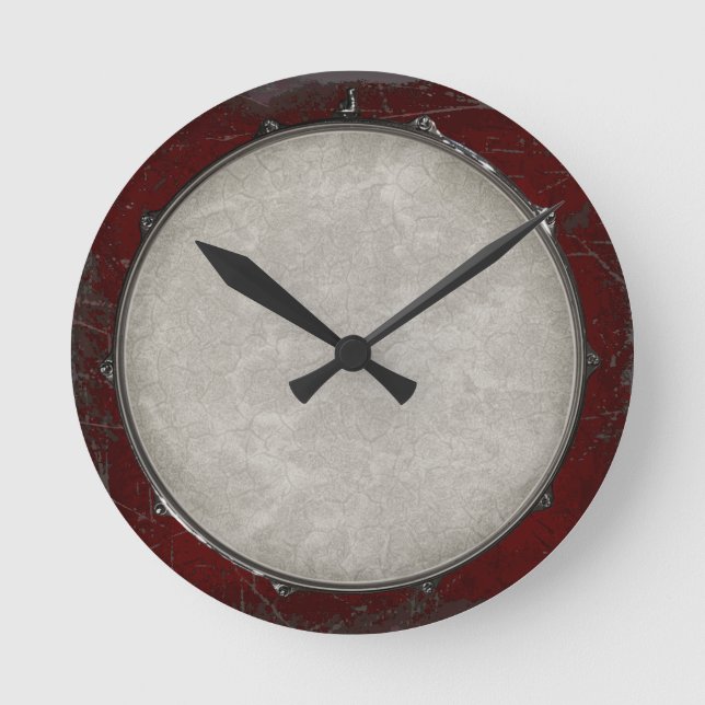 Relógio Redondo Rock & Roll Snare Drum Heavy Metal Drummer Music (Frente)