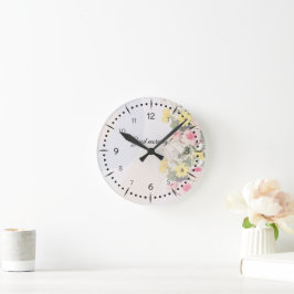 Relógio Redondo Romantic cottage flowers wallpaper