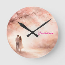 Romantic Couple Clock – Custom Text Wall Art