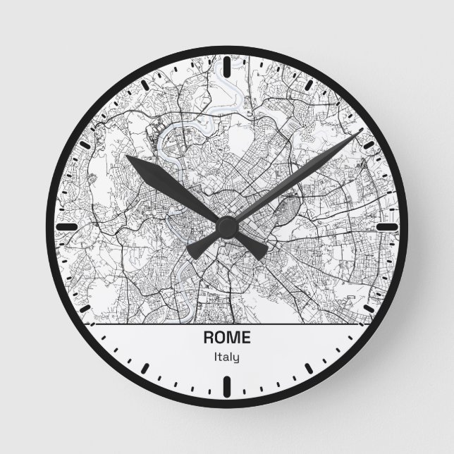 Relógio Redondo Rome Clock City Line Art (Frente)