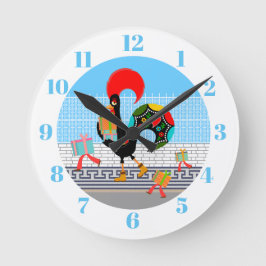 Relógio Redondo Rooster Português com Dons Partido primeiro aniver