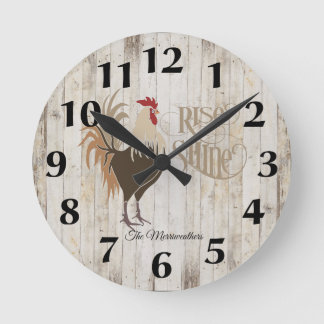 Relógio Redondo Rooster Rise e Shine Wall