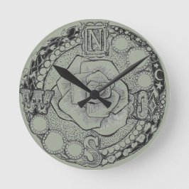 Relógio Redondo Rosa de Compass Vitoriano Steampunk