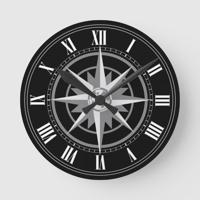 Relógio Redondo Rosa de compasso com globo (Frente)