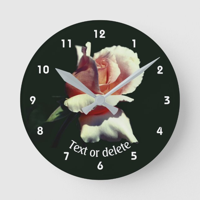 Relógio Redondo Rosa de Pessego Personalizada (Frente)