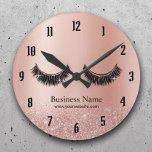 Relógio Redondo Rosa Dourado Lashes Makeup Artist Beauty Salon<br><div class="desc">Lashes Makeup Artista Rosa Dourada Beauty Salon Clocks.</div>