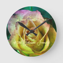 Relógio Redondo Rosa Personalizável Mensagem e Nome Wall Clock