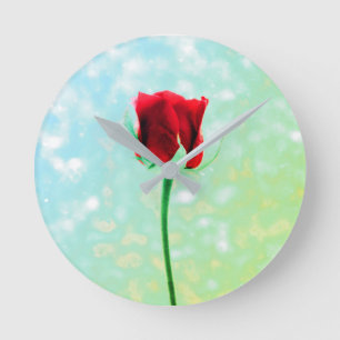 Relógio Redondo Rosa vermelha