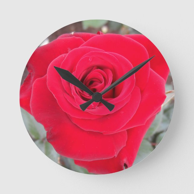 Relógio Redondo Rosa vermelha (Frente)