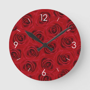 Relógio Redondo Rosas Vermelhas Personalizadas