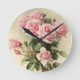 Relógio Redondo Rosas Vitorianos Rosa-chique
