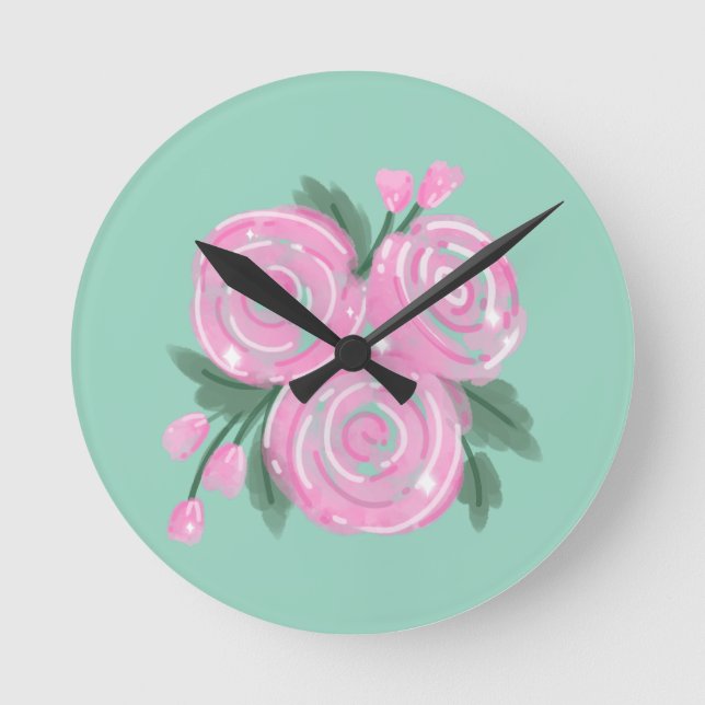 Relógio Redondo Roses Wall Clock  (Frente)