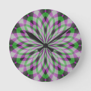 Relógio Redondo Rosettes do Natal em roxo, em verde e em preto