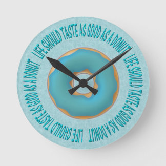 Relógio Redondo rosquinha azul e texto