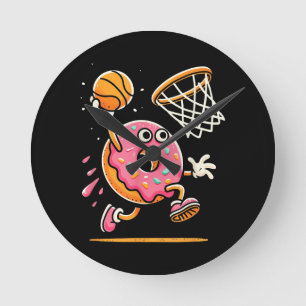 Relógio Redondo Rosquinha Engraçada, Comida de basquetebol, Dunbal