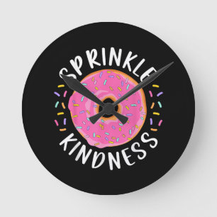 Relógio Redondo Rosquinha Sprinkle Kindness Meninas Engraçadas Mul