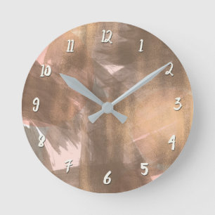Relógio Redondo Roxo Rosa Bronze Cobre Metálico Moderno Pêssego Bl
