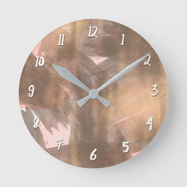 Relógio Redondo Roxo Rosa Bronze Cobre Metálico Moderno Pêssego Bl (Frente)