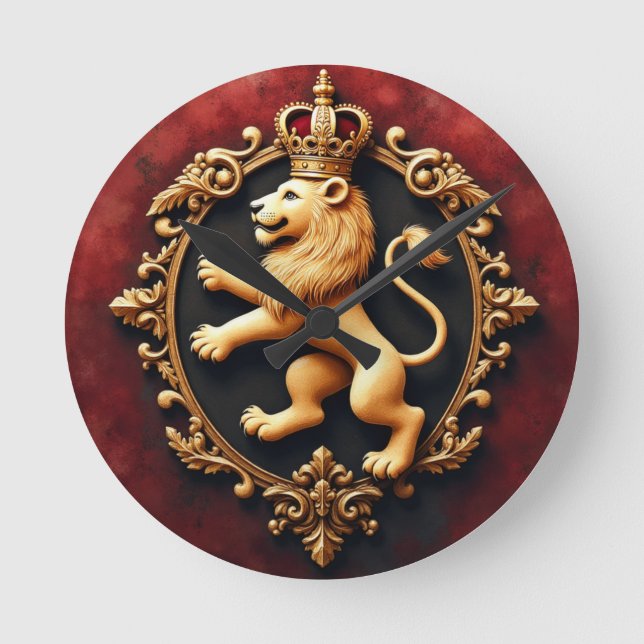 Relógio Redondo Royal Heraldic Tapestry Pattern (Frente)