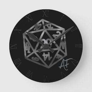 Relógio Redondo RPG Crit AF Silver Fantasy Tabletop Gamer Dice