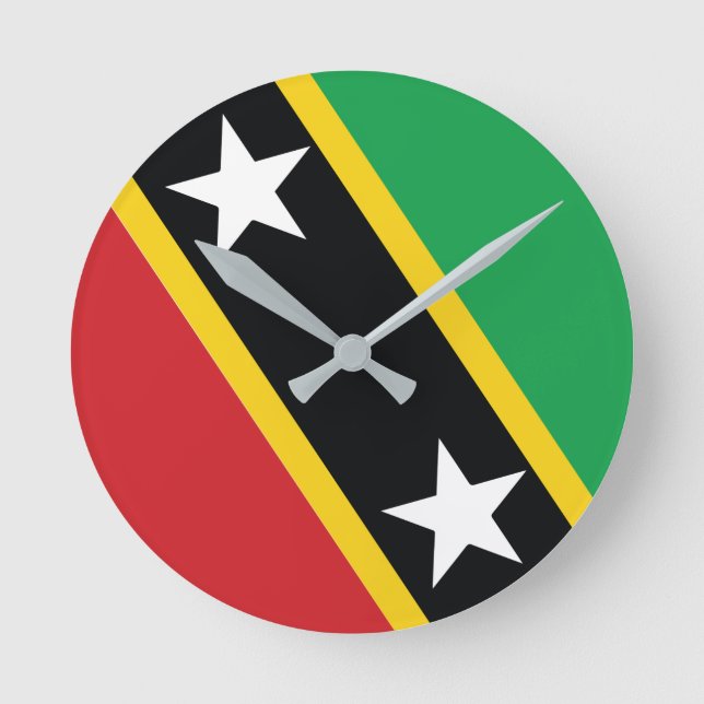 Relógio Redondo Rua Kitts e Nevis - Bandeira Nacional (Frente)