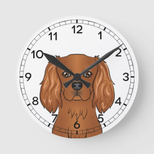 Relógio Redondo Ruby Cavalier King Charles Spaniel Head