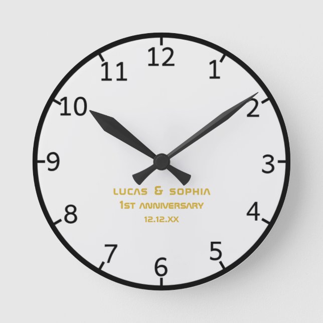 Relógio Redondo Rustic Paper 1rua Casando Aniversário de Muro (Frente)