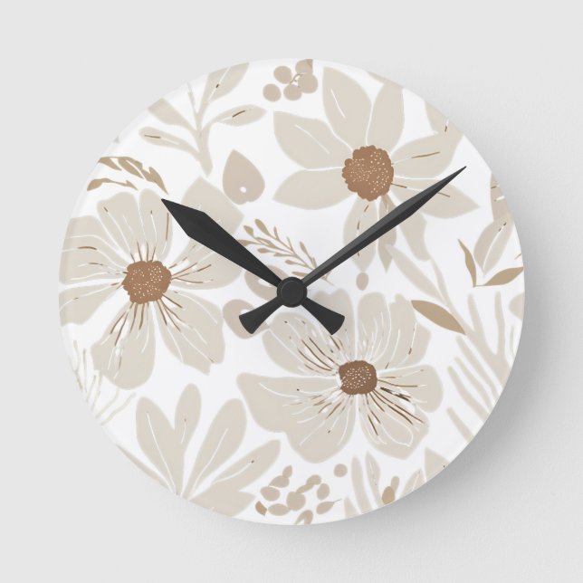 Relógio Redondo Rustic Terracotta Wildflower Boho Eclectic Design (Frente)
