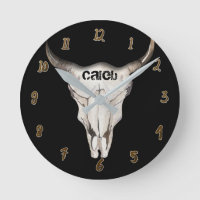 Rustico Preto Chifre Crânio Cabeça Touro Vaca Pers