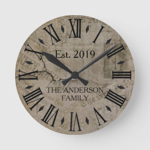 Relógio Redondo Rustico Vintage Desgastado New York Times  Wall St