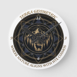 Relógio Redondo Sacred Geometry Nature Fusion - Mountains & Forest