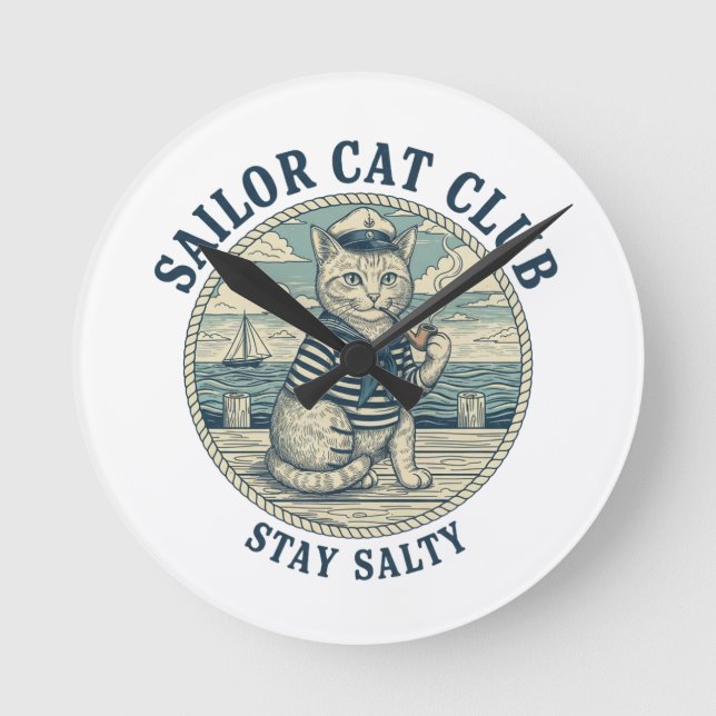 Relógio Redondo Sailor Cat Club (Frente)