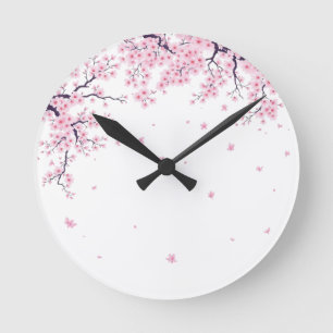 Relógio Redondo Sakura Flor de Cerejeira Arte Japonesa Tote 