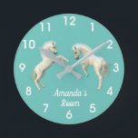 Relógio Redondo Sala Filho do Unicorn Foals Personalizado<br><div class="desc">Este design foi criado através da arte digital. Pode ser personalizado na área fornecer ou personalizar escolhendo o clique para personalizar mais opções e alterando o nome, as iniciais ou as palavras. Você também pode alterar a cor e o estilo do texto ou excluir o texto de um design de...</div>