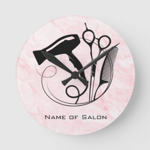 Relógio Redondo Salão de Beleza Pink Marble