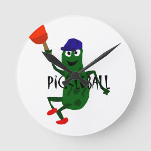 Relógio Redondo Salmoura engraçada que joga Pickleball
