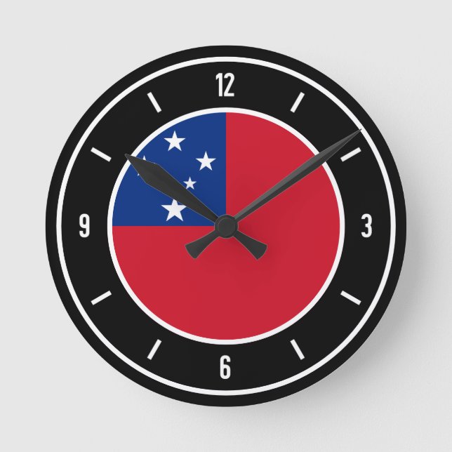 Relógio Redondo Samoa Flag Elegant (Frente)