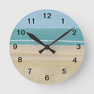 Relógio Redondo Sand Ocean Sky Waves Beach Wall Clock