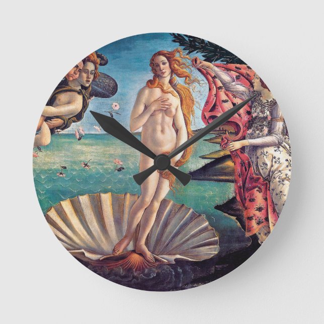 Relógio Redondo Sandro Botticelli - nascimento de Venus - belas (Frente)